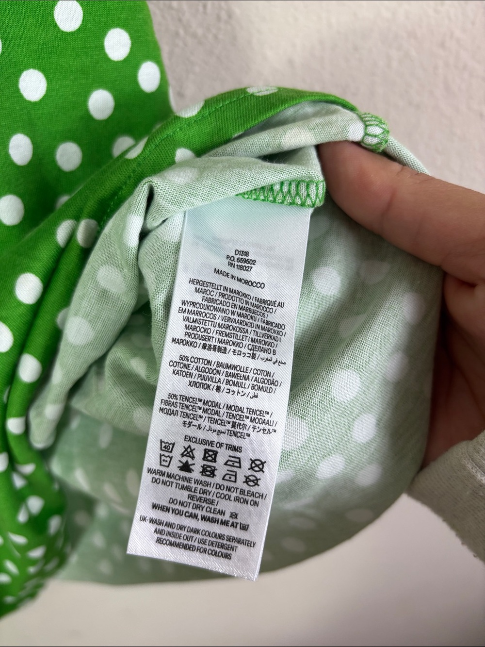 Boden Louisa Short Jersey Dress Green White Polka Dot size 4 R - Picture 7 of 9